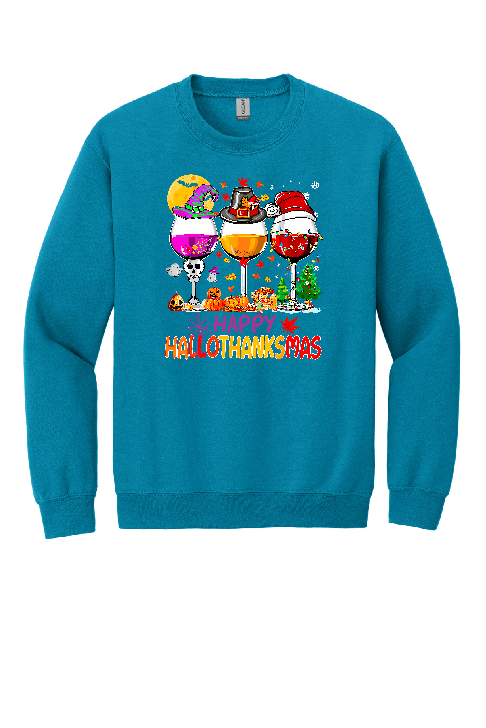Happy Hallothanksmas - Wine Glass Edition Crewneck