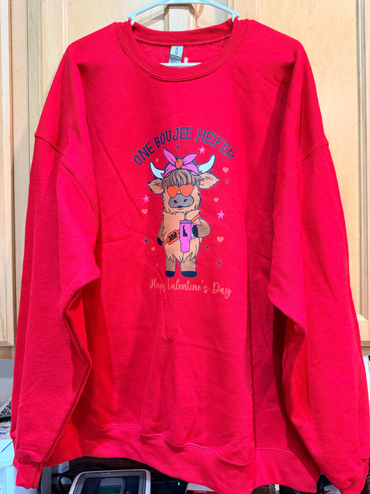 One Boujee Valentines Heifer Crewneck