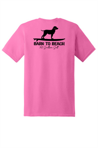 Standing Dog on a Surfboard