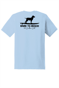 Standing Dog on a Surfboard
