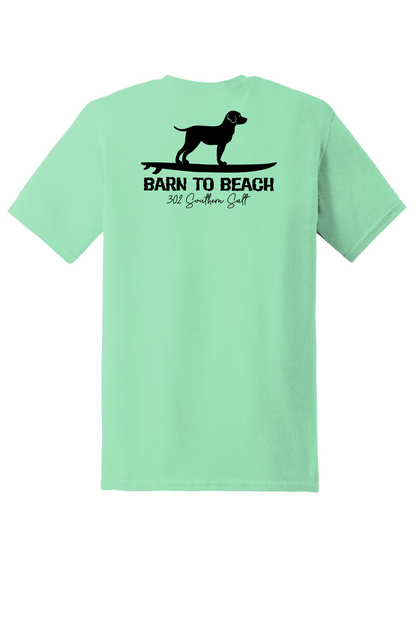 Standing Dog on a Surfboard