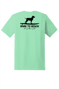 Standing Dog on a Surfboard