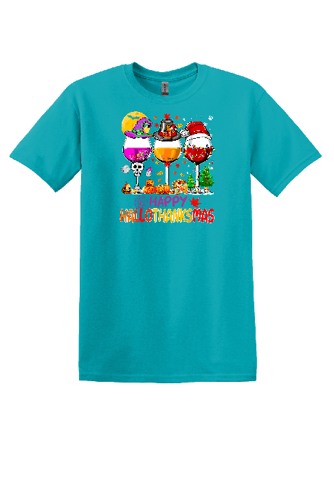 Happy Hallothanksmas - Wine Glass Edition Tshirt
